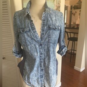 Cavalini Light Blue Casual lightweight stonewashed denim Shirt